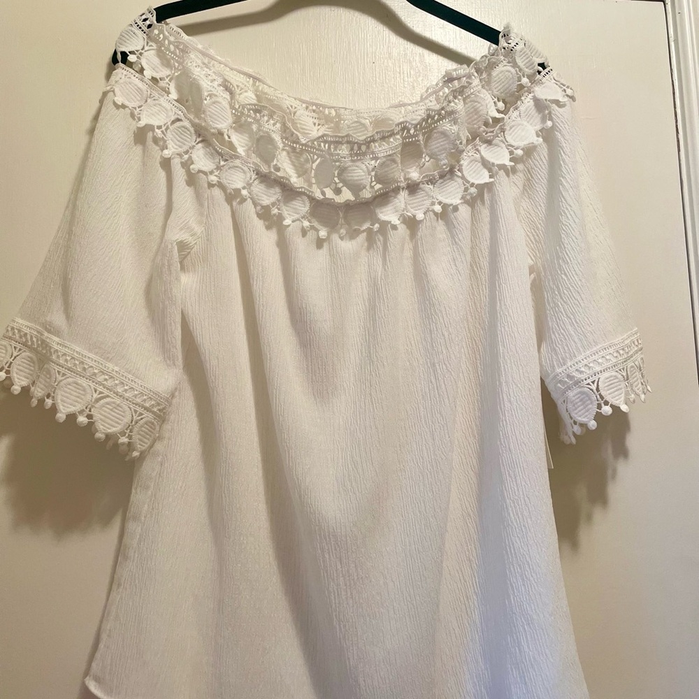 New Bishop + Young White Lace Top - Size S